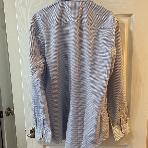 NWT Alfani fitted performance blue grid pattern button down shirt - Picture 2 of 5